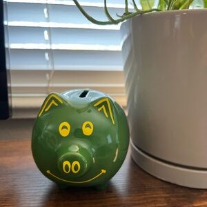 John Deere Green Piggy Bank with Yellow Accents
